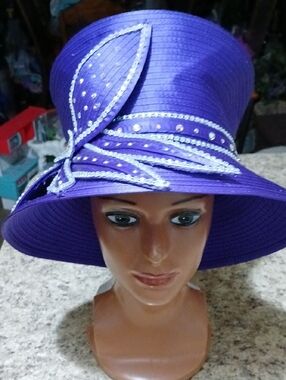 Purple Rhinestone Church Hat